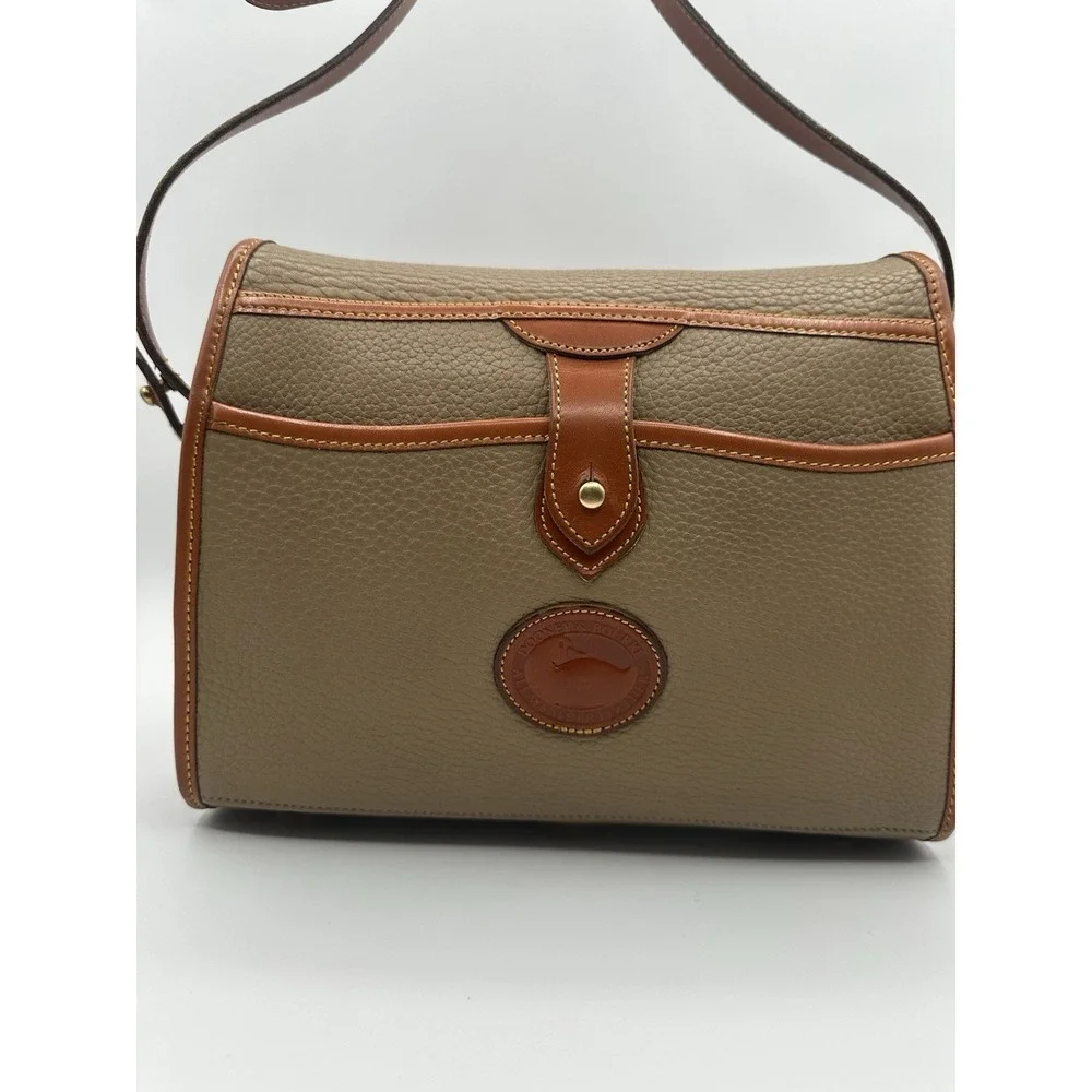 Vintage Dooney & Bourke All-Weather Leather Shoulder Bag - Tan & Brown